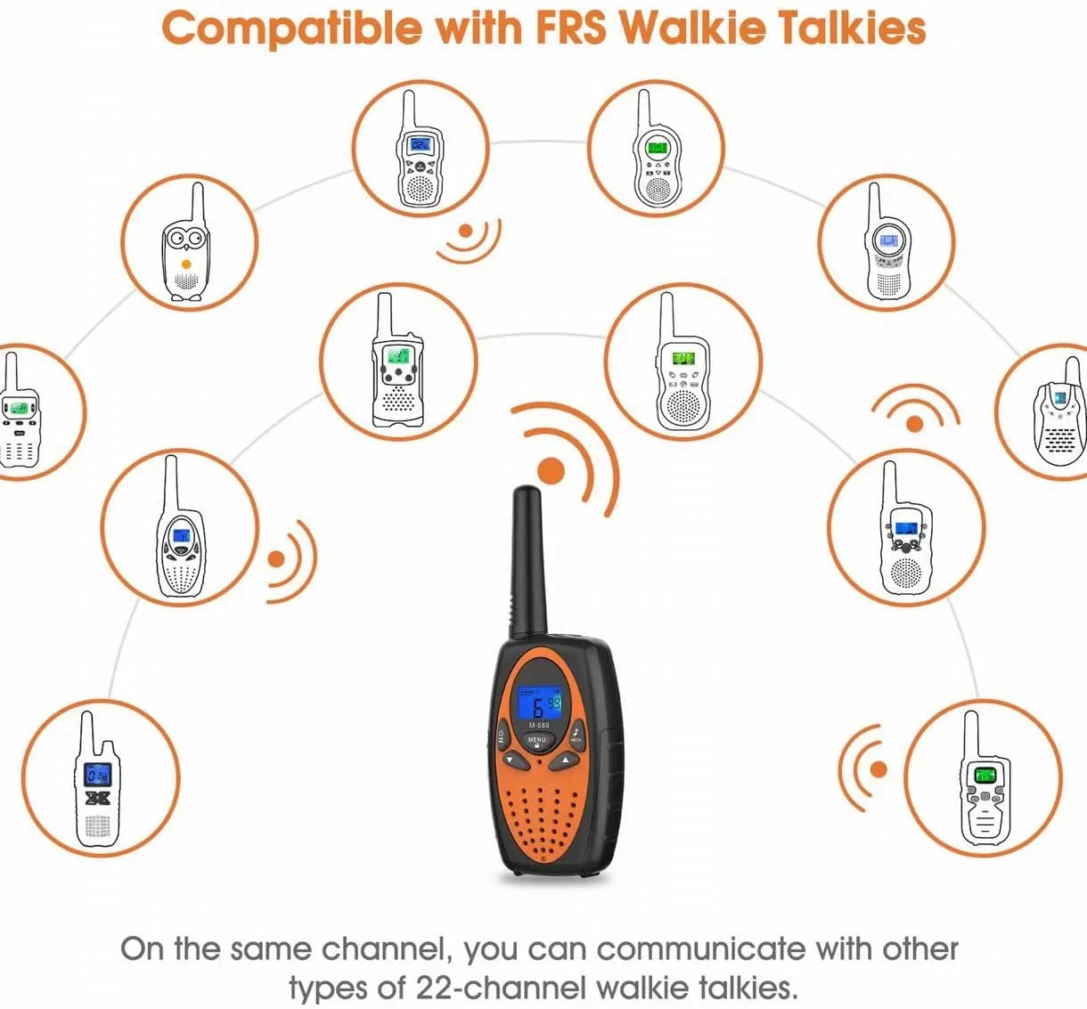 Two Way Radios for Adults, FRS Walkie Talkie Long Range /Hands Free Walki Talki with Noise Cancelling for Women Kids Camping Hiking Cruise Ship (Orange 2 in 1)