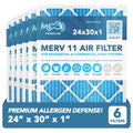 24x30x1 Air Filter (6-PACK) | MERV 11 | MOAJ Premium Allergen Defense | BASED IN USA | Pleated Replacement Air Filters for AC & Furnace Applications | Actual Dimensions: 23.70" x 29.70" x 0.75" (in.)