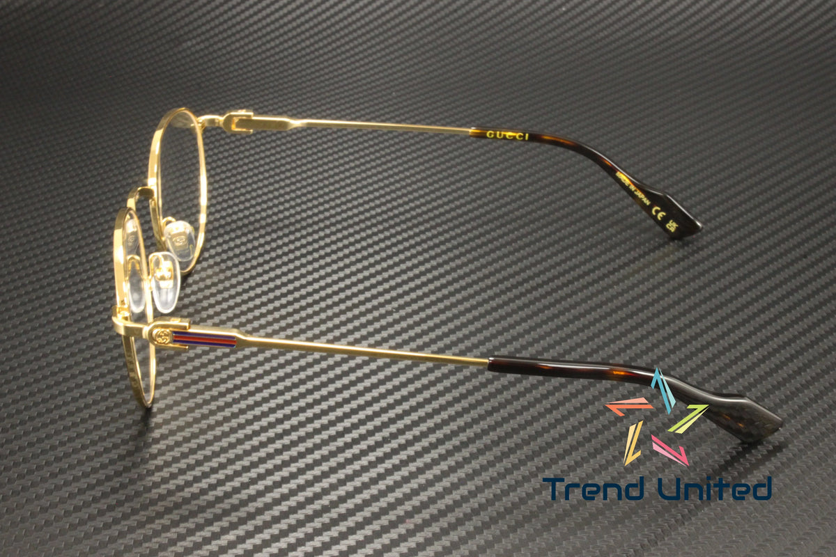 GUCCI GG1222O 002 Round Oval Panthos Metal Gold Demo Lens 48 mm Men's Eyeglasses