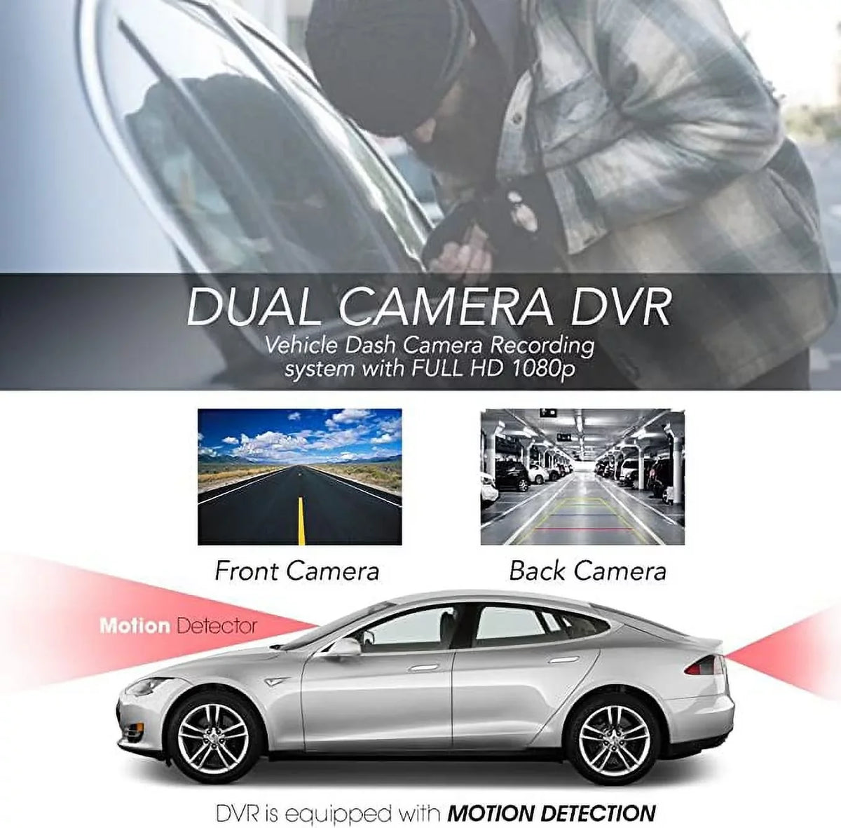 Pyle Dash Cam Rearview DVR Monitor 1.5” Digital Screen Rear View Dual Camera Video Recording System