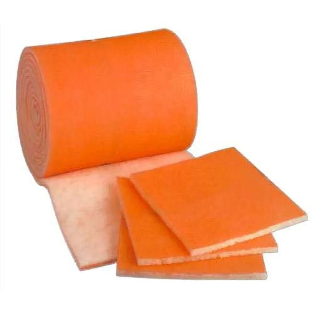 MERV 8 Tackified Polyester Filter Media Orange/White - 24 Foot Roll by 25 inch Wide