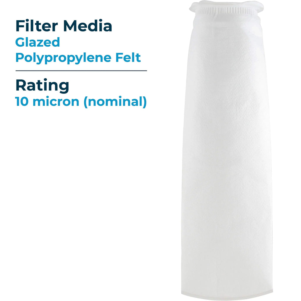 SpiroPure SP-BP-420-10 10 Micron #4 (20”) Glazed Polypropylene Felt Liquid Bag Filter BP-420-10 155388-03 (Case of 40)
