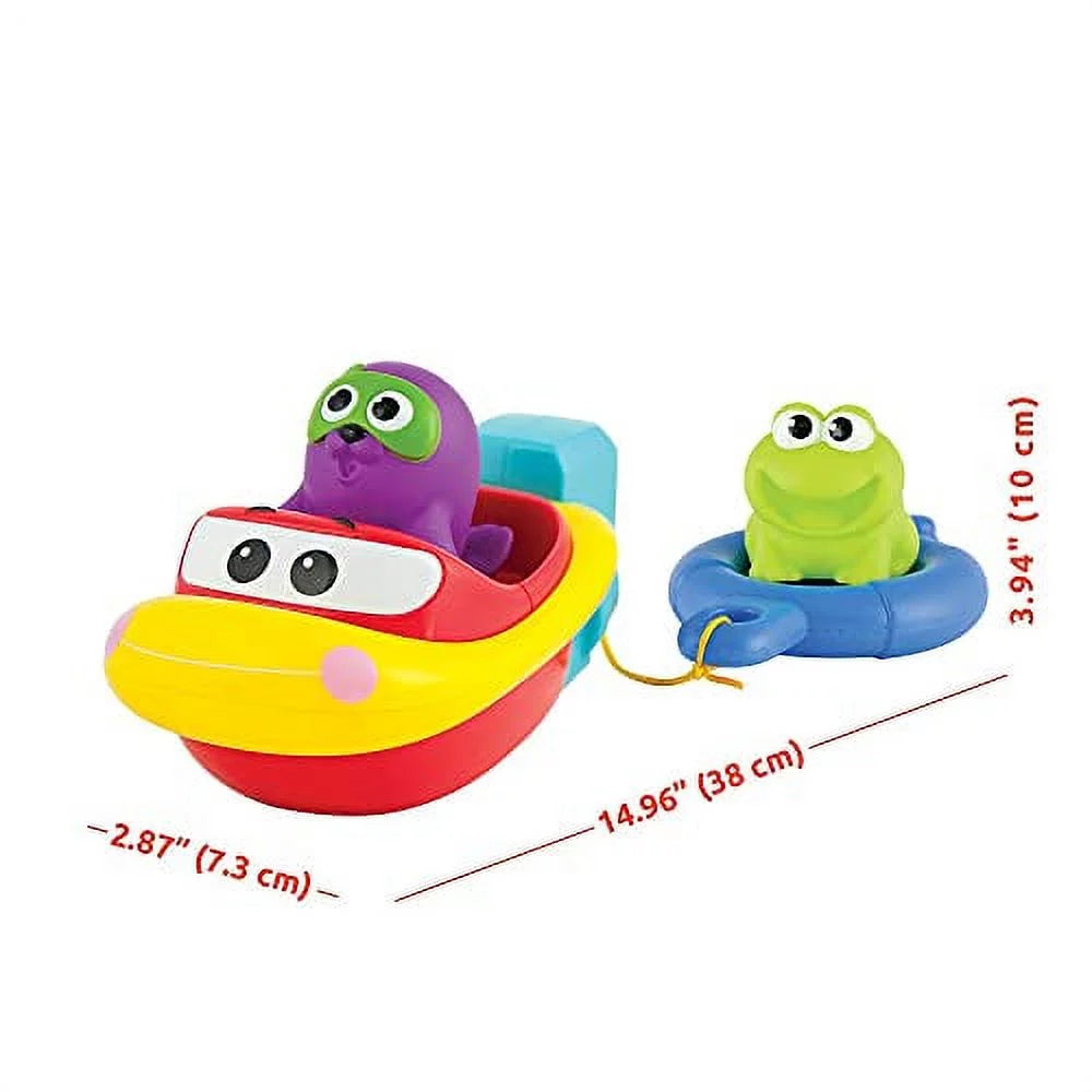 KiddoLab Pull 'N Go Boat Seat - Bath Toys for Boys & Girls - Toy Boats for Babies, Kids & Toddlers - Bathtub & Pool Playtime Floating Accessories - Child-Safe & Durable Plastic, No Batteries Needed