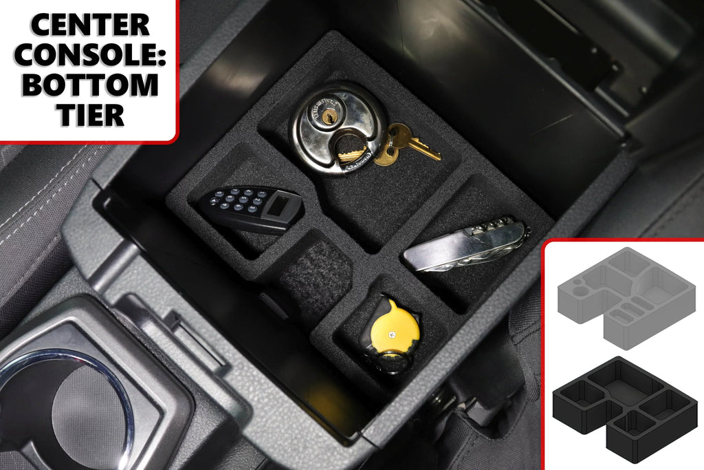 Red Hound Auto Center Console Organizer 2 Piece Set Vehicle Organizational System Inserts Compatible with Toyota Tacoma 2016-2020 Black Anti-Rattle