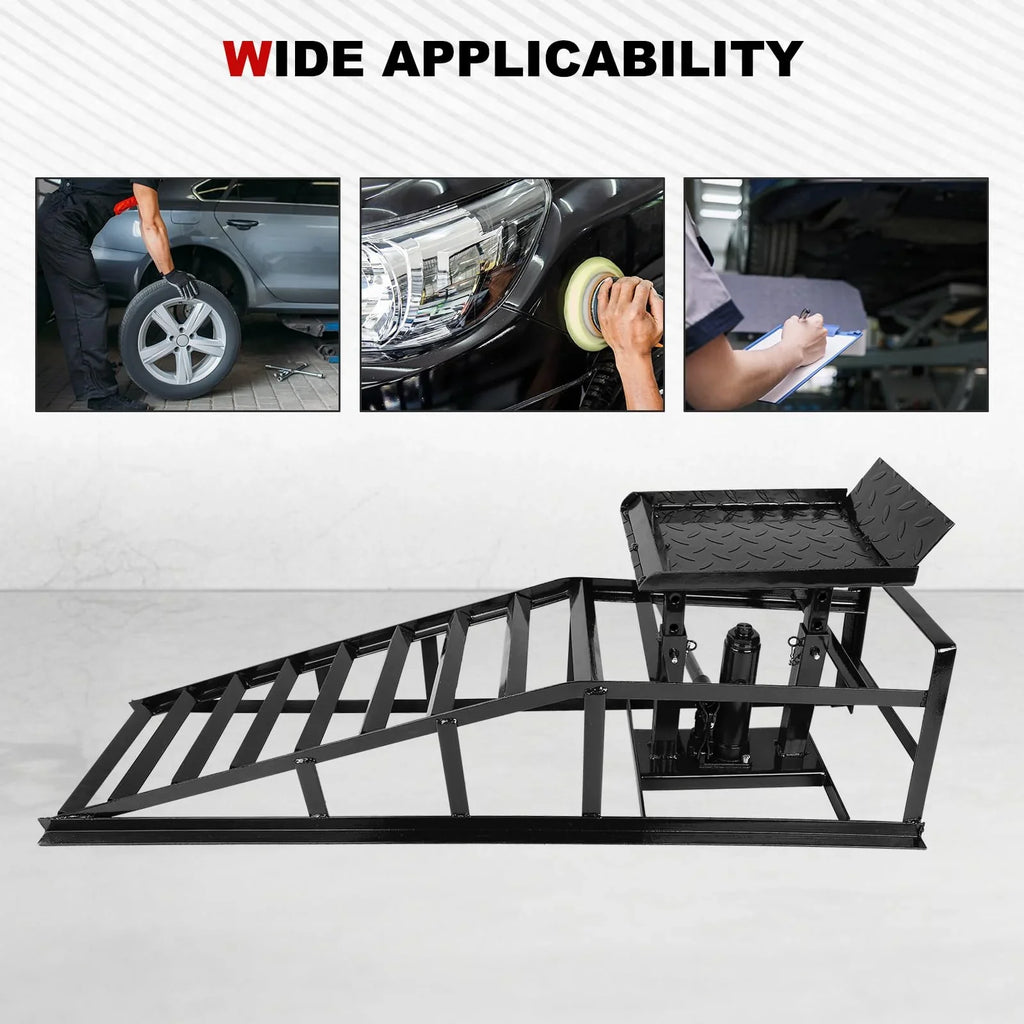 Confote 2 Packs Hydraulic Car Ramps Low Profile Car Lift Service Ramps Truck Trailer Garage,Automotive Hydraulic Lift Repair Frame 11000lbs 5 Tons 5T (Black)