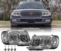 USR DEPO FJ100 Headlights - Headlamps Set (Left + Right) Compatible with 1998-2005 Toyota Land Cruiser FJ 100 (Euro Style with Clear Corner ONE Piece Design)