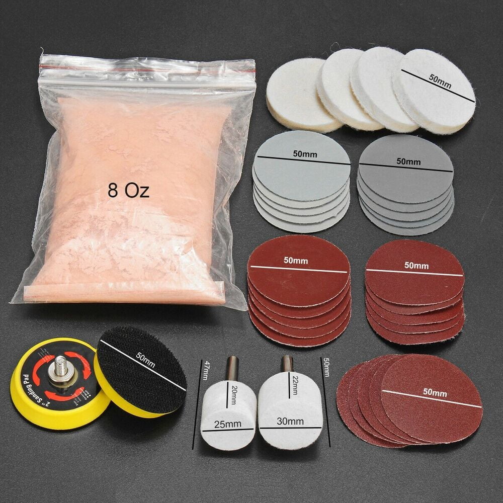 New Deep Scratch Remover,Glass Polishing Kit 8OZ Cerium Oxide & 2 Wheel Pad U