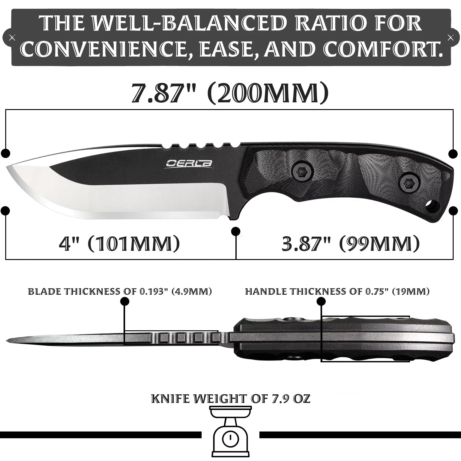 OERLA DE-0014 Fixed Blade Knife Full Tang Outdoor Camping Hunting Survival Knife