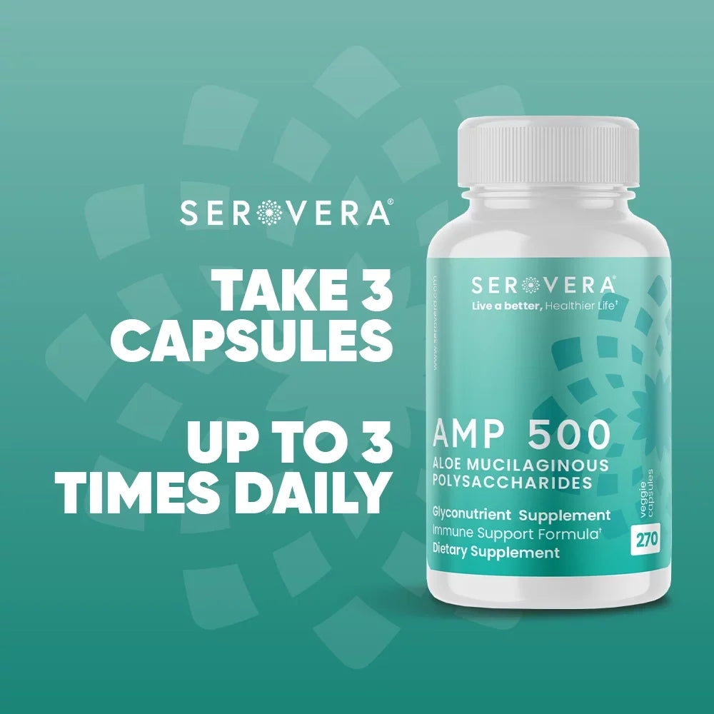 Serovera AMP 500-Immune Support Supplement for Colon Health-Immune System Modulator with L-Glutamine-270 Veggie Caps-Gluten Free- Up to 3 Months Supply