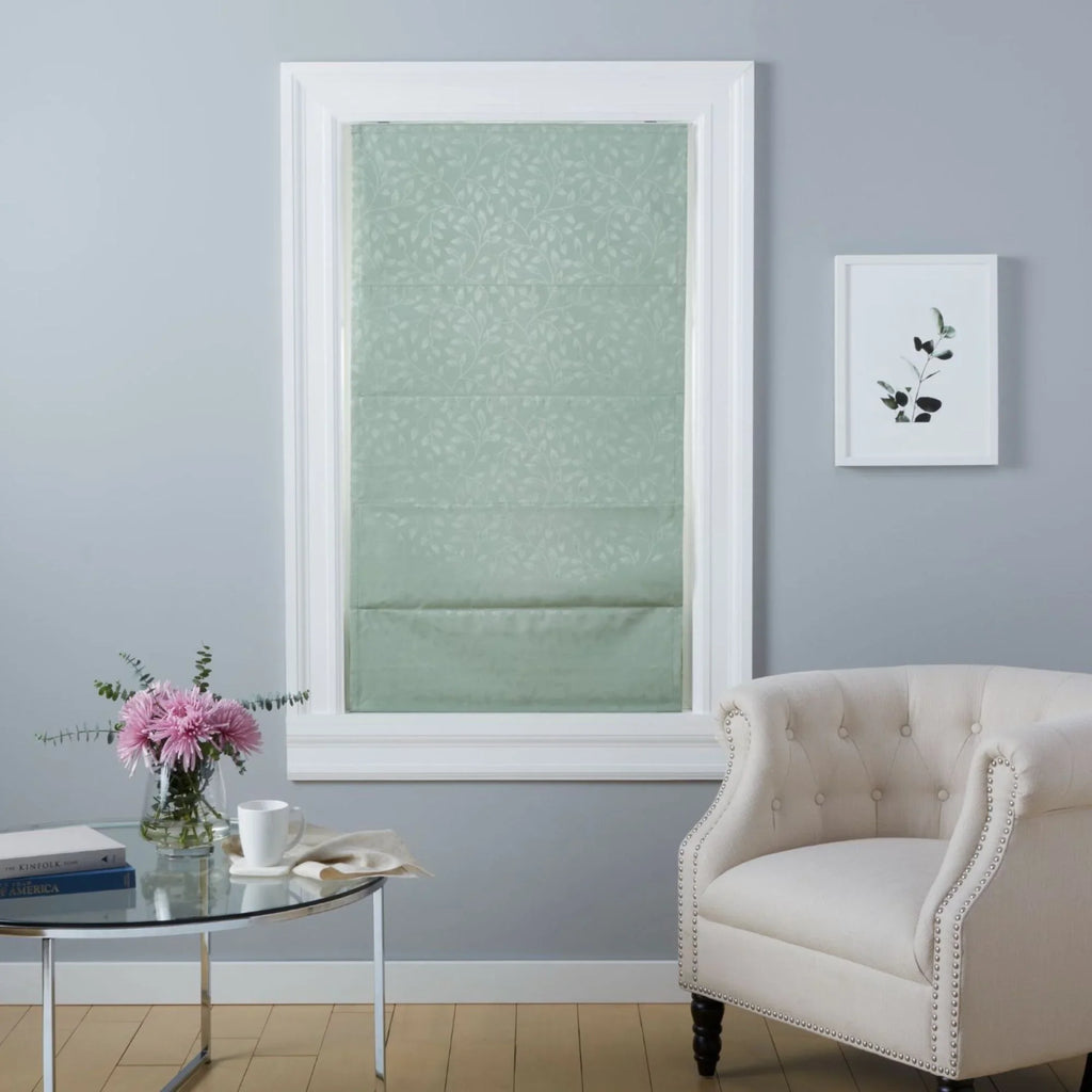 Exclusive Home Bolan Botanical Total Blackout Roman Shade, 23"x 64", Sage
