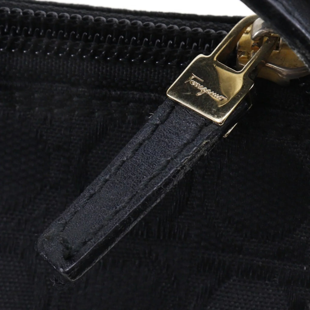 Pre-Owned Salvatore Ferragamo One Shoulder Bag Gancini AB-21 2779 Canvas x Leather Black Ladies (Fair)