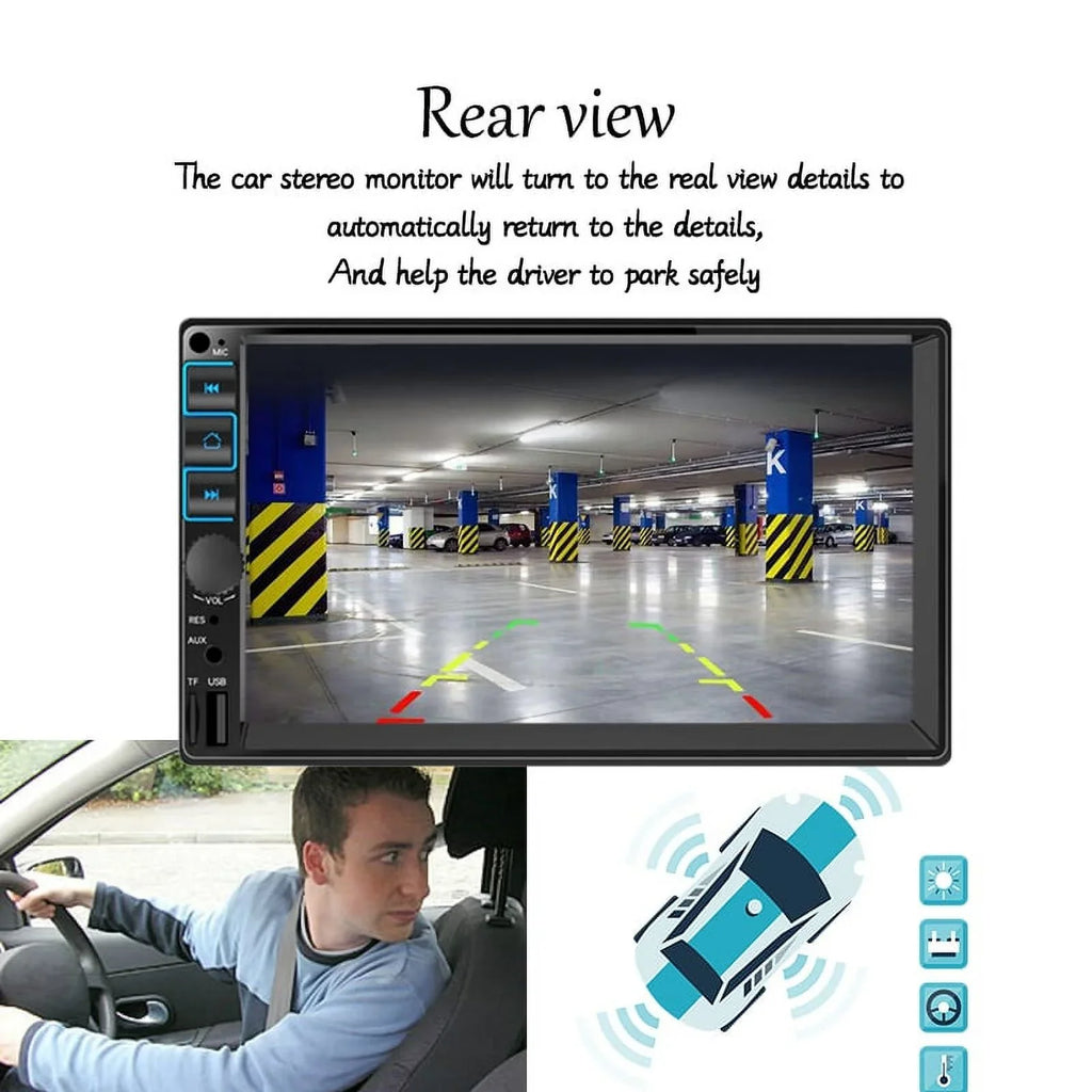 Car Radio 7'' 2 Din Stereo Receiver Bluetooth, Microphone, Mirror Link, Display, GPS, Touch Screen Support Apple Carplay , Android Auto