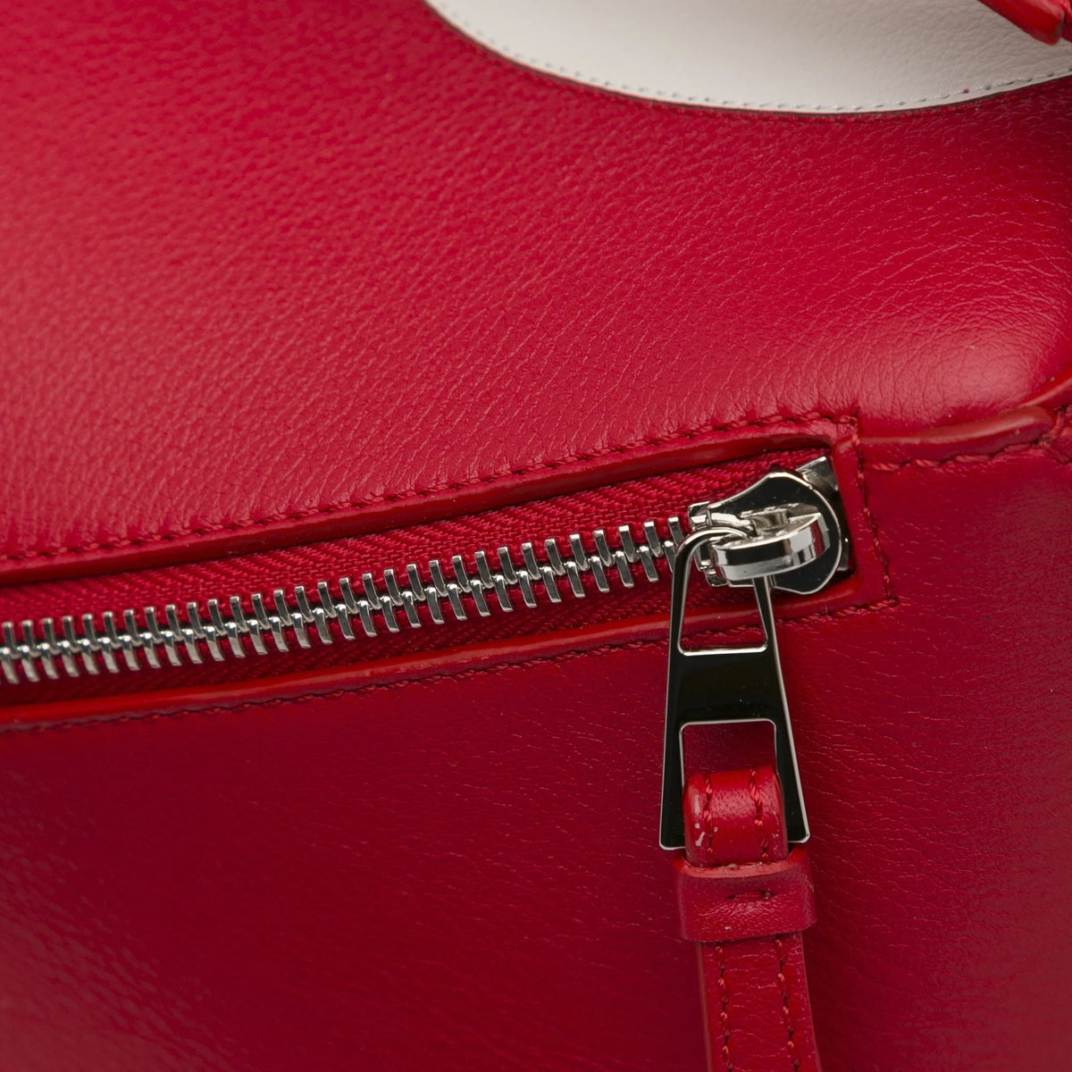 Pre-Owned Authenticated LOEWE Small Mushroom Puzzle Edge Calf Leather Red Satchel Unisex (Good)