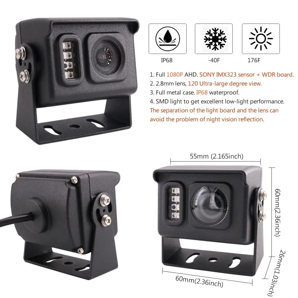 JOINLGO 4CH GPS 4G WiFi 1080P HDD Mobile Vehicle Car DVR MDVR Video Recorder Kit Remote Live View on PC Phone 4pcs 2.0MP Side Rear View IR Camera 7 inch Monitor for Truck Bus RV Van