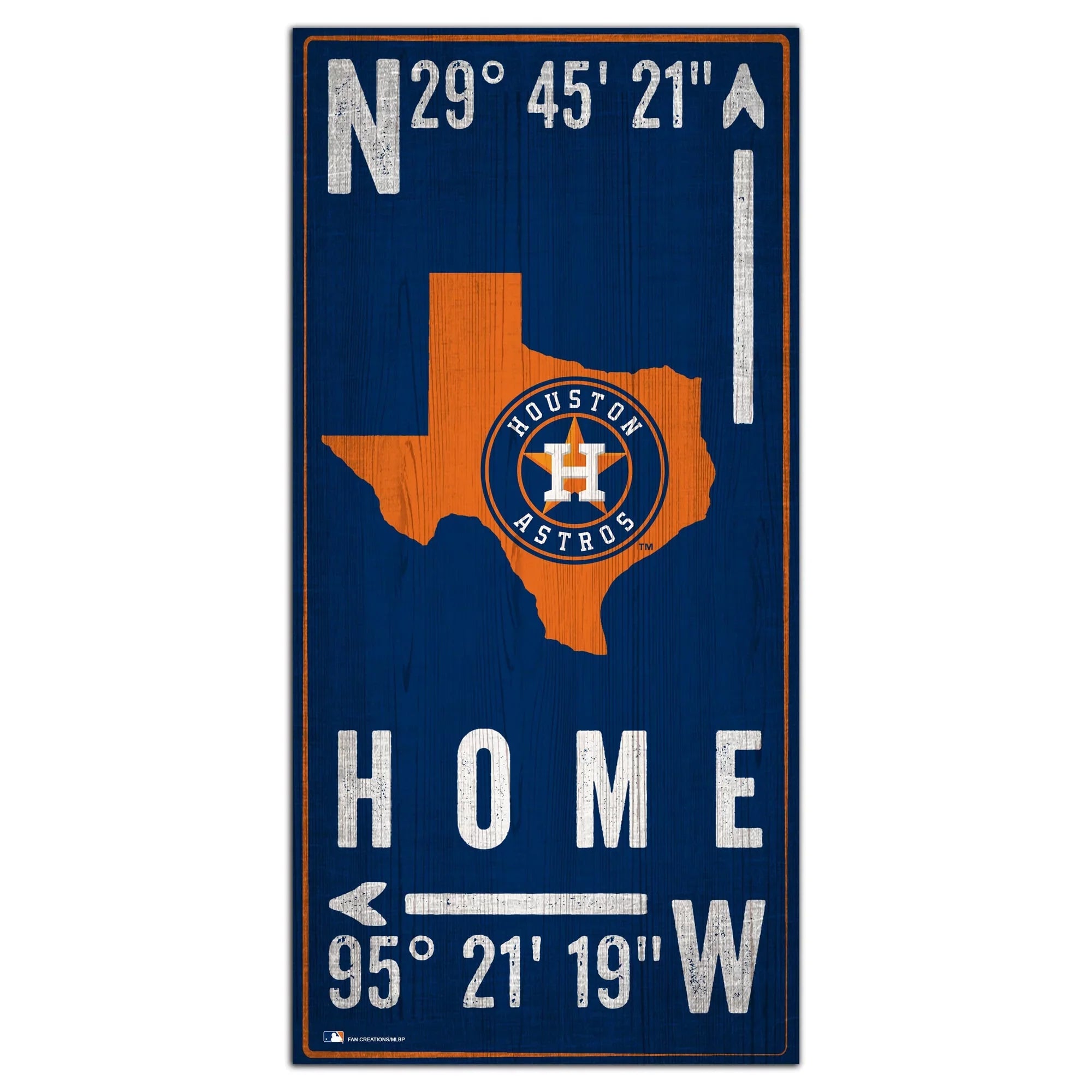Houston Astros 6'' x 12'' Team Coordinate Sign