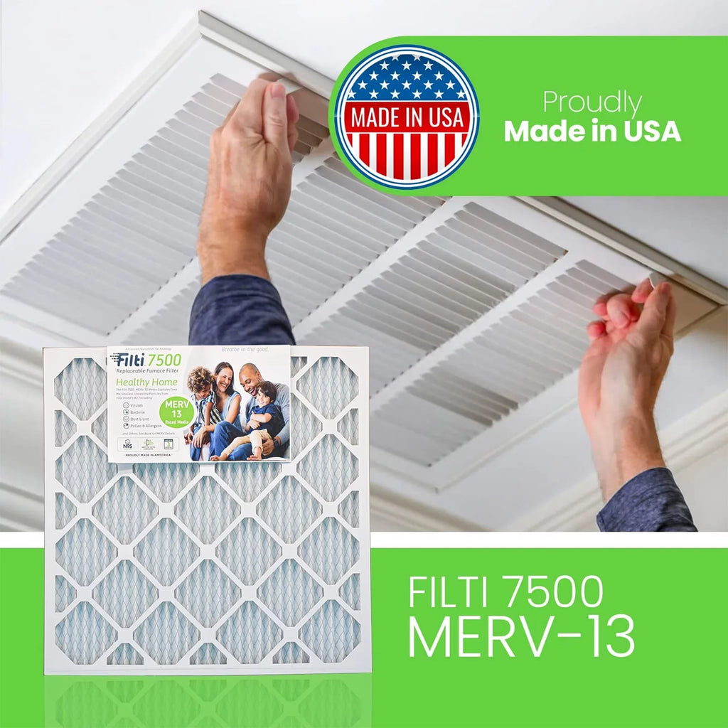 Filti 7500 Pleated Home HVAC Furnace 20x25x5 MERV 13 Air Filter (2 Pack)
