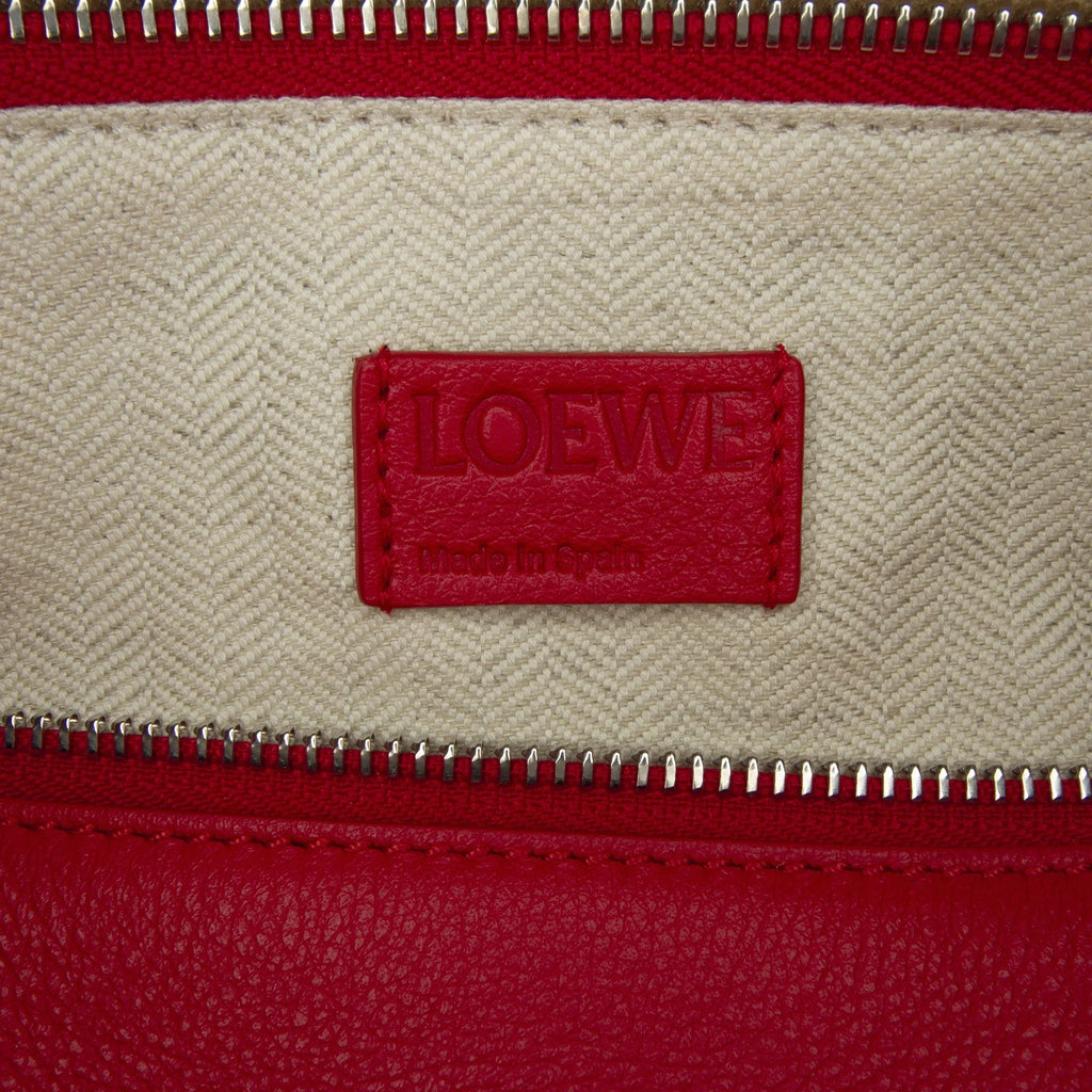Pre-Owned Authenticated LOEWE Small Mushroom Puzzle Edge Calf Leather Red Satchel Unisex (Good)