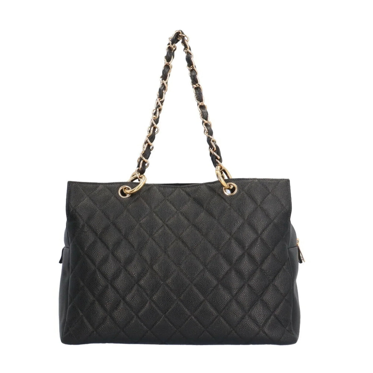 Pre-Owned CHANEL Caviar Chain Tote Shoulder Bag Skin Black Women's (Good)