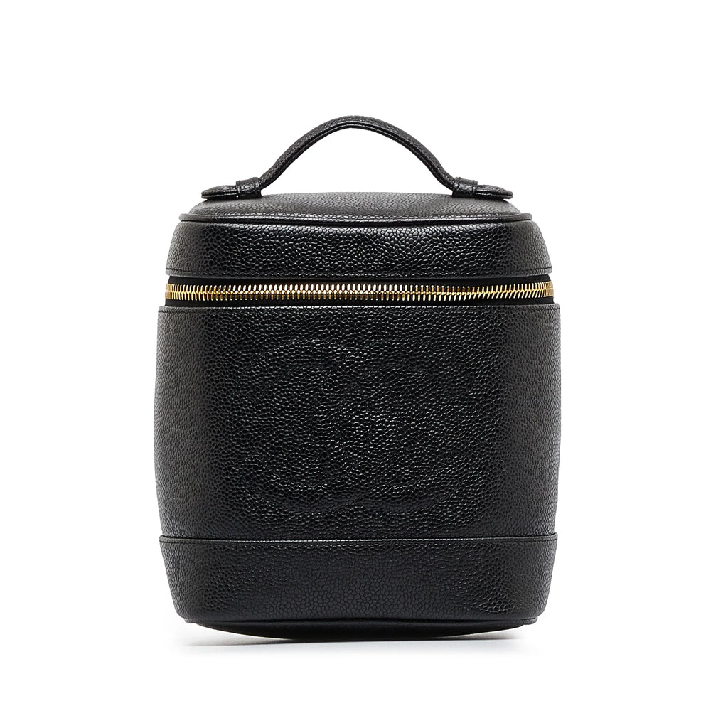 Pre-Owned Authenticated Chanel CC Caviar Vanity Bag Leather Black Unisex (Good)