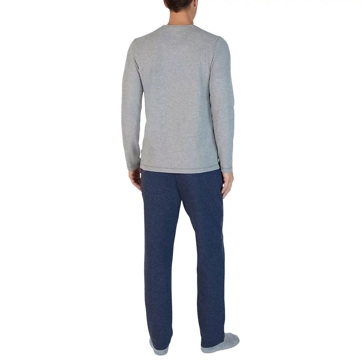 Eddie Bauer Men’s Top & Bottom Lounge Sleepwear Pajama Set, Gray/Blue, XL