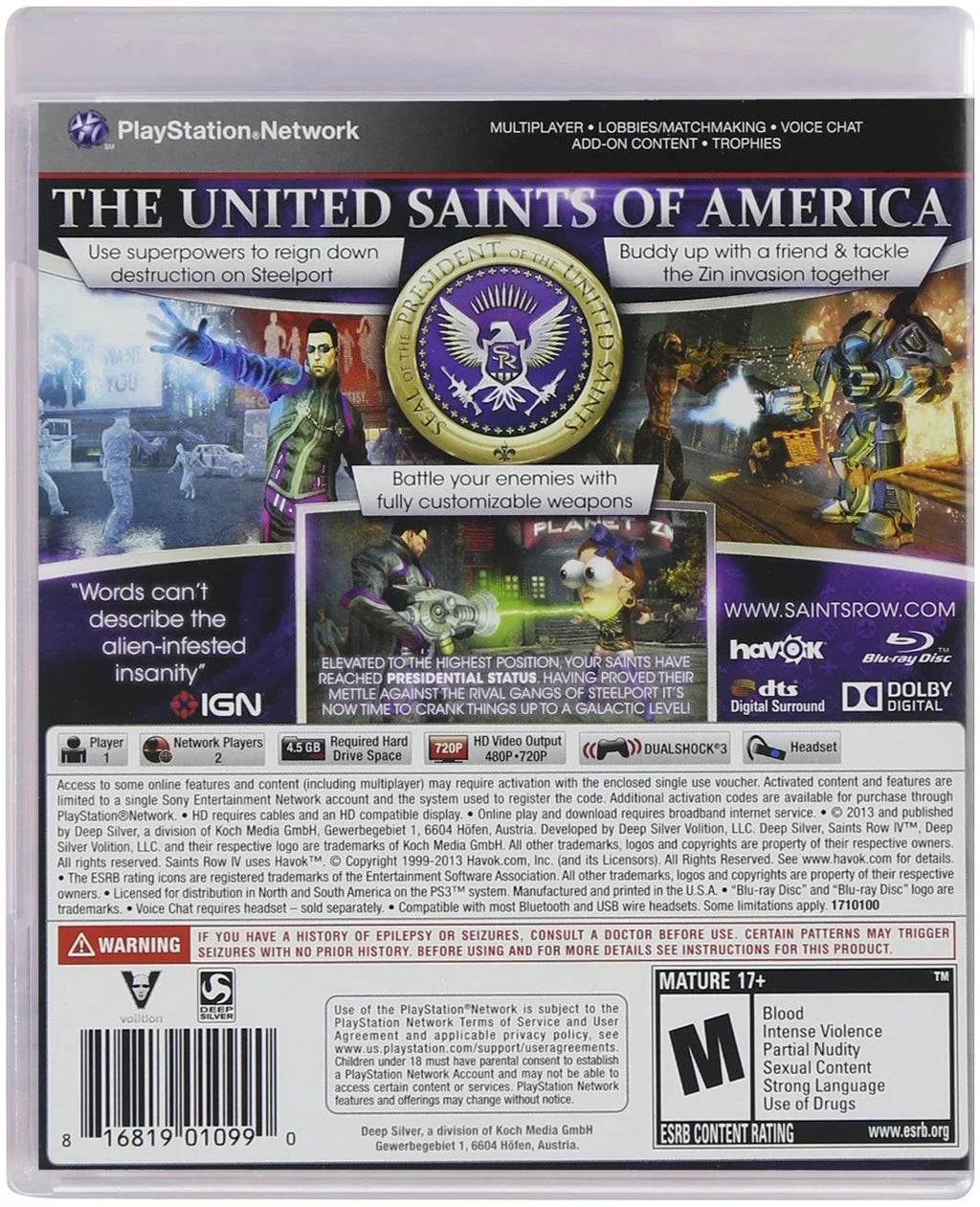 Saints Row IV -  For PS3 Playstation 3