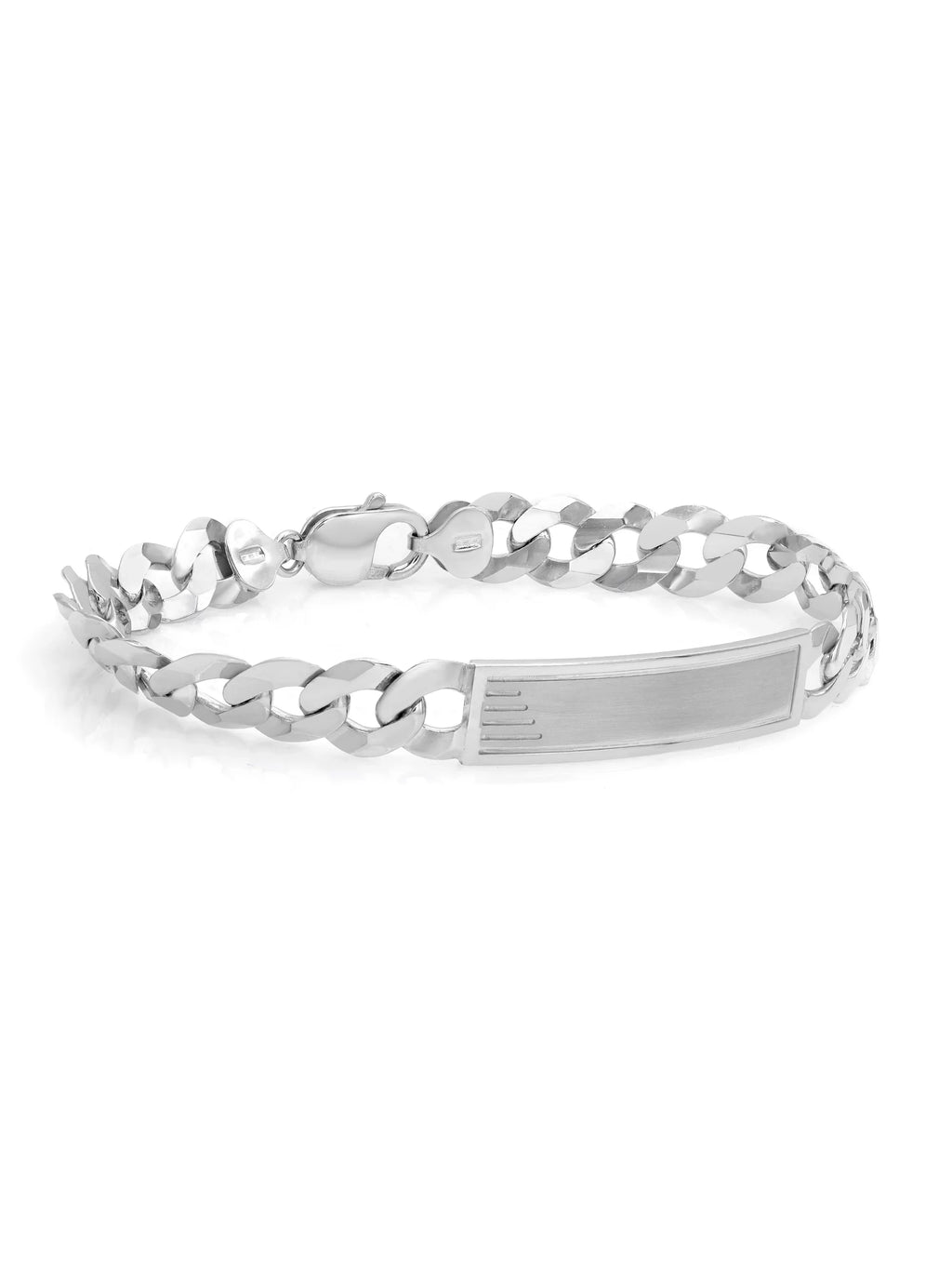 Curb Cuban Link Chain Mens ID Polished Bracelet 925 Sterling Silver 9 Inches