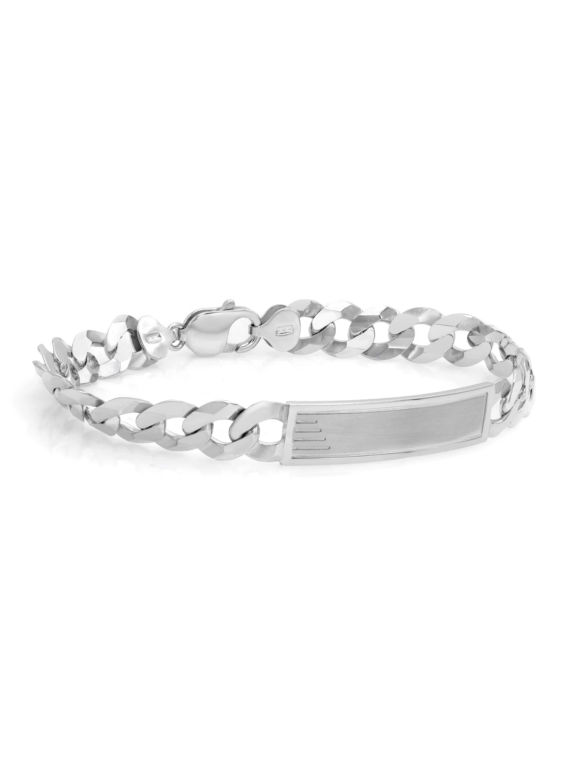Curb Cuban Link Chain Mens ID Polished Bracelet 925 Sterling Silver 9 Inches