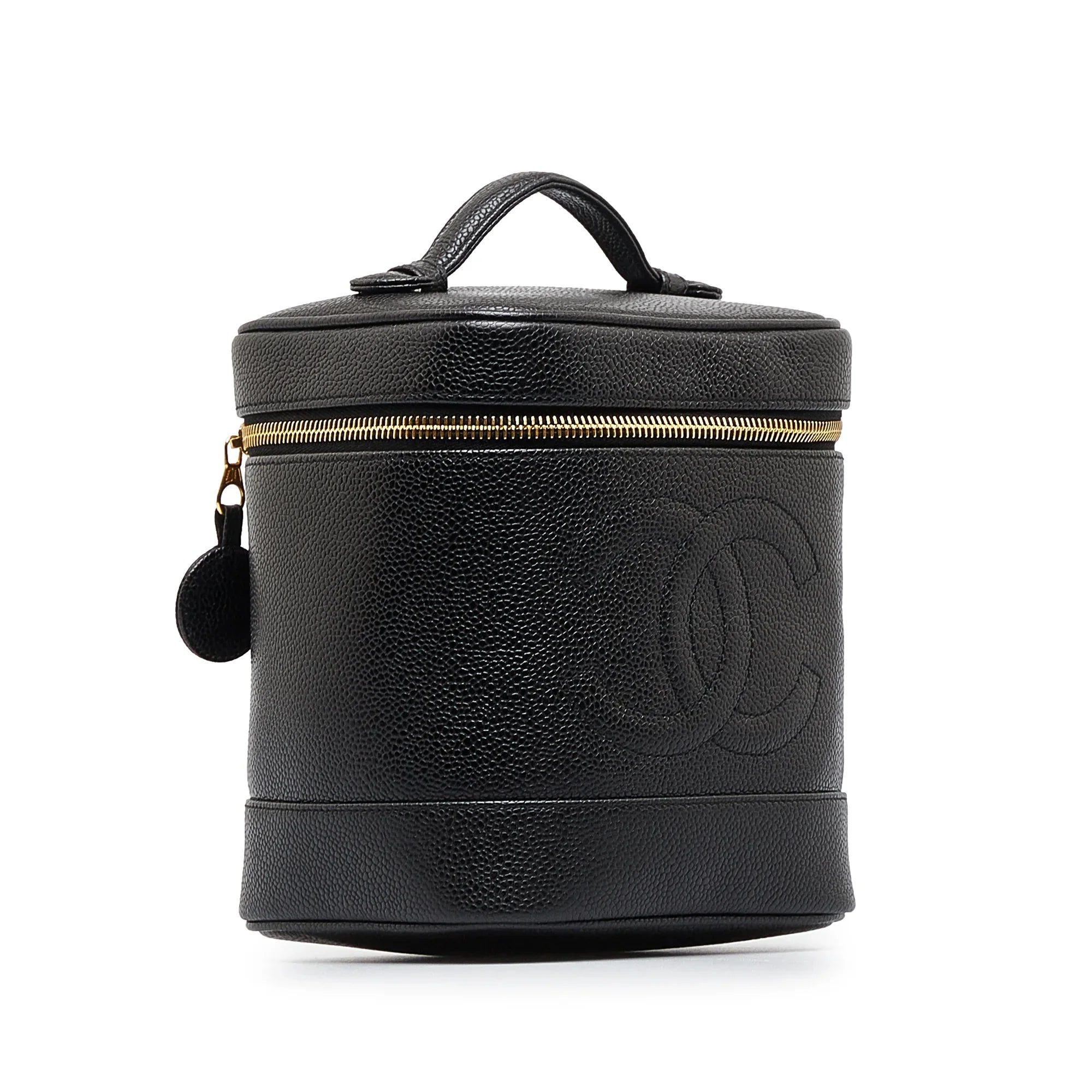Pre-Owned Authenticated Chanel CC Caviar Vanity Bag Leather Black Unisex (Good)