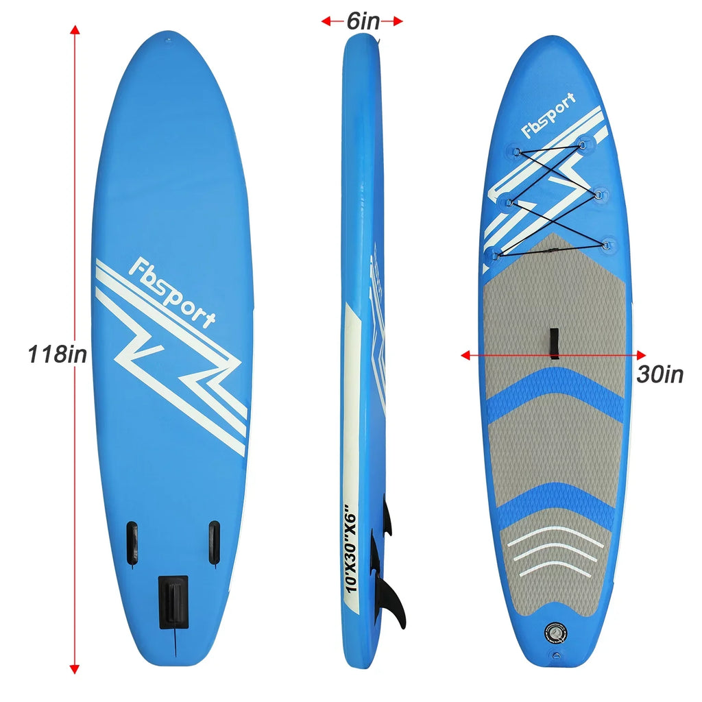FBSPORT 11 Ft SUP Thickening Inflatable Stand Up Paddle Board w/Complete Accessories & Carry Bag, Surf Control, Non-Slip Deck, Standing Boat Surfboard