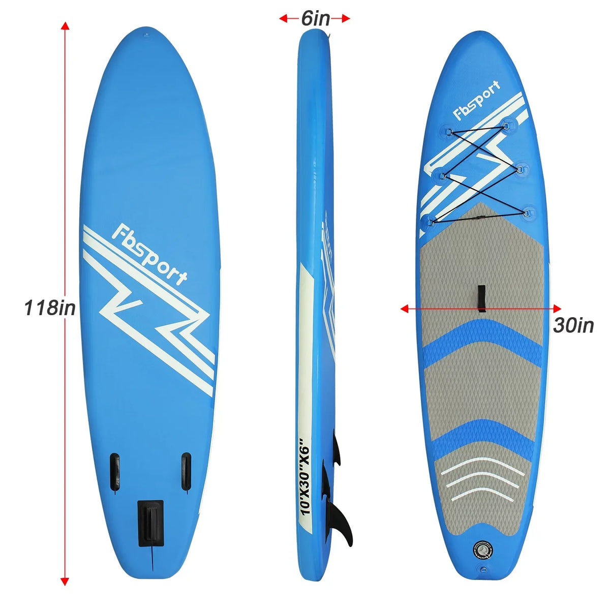 FBSPORT 11 Ft SUP Thickening Inflatable Stand Up Paddle Board w/Complete Accessories & Carry Bag, Surf Control, Non-Slip Deck, Standing Boat Surfboard