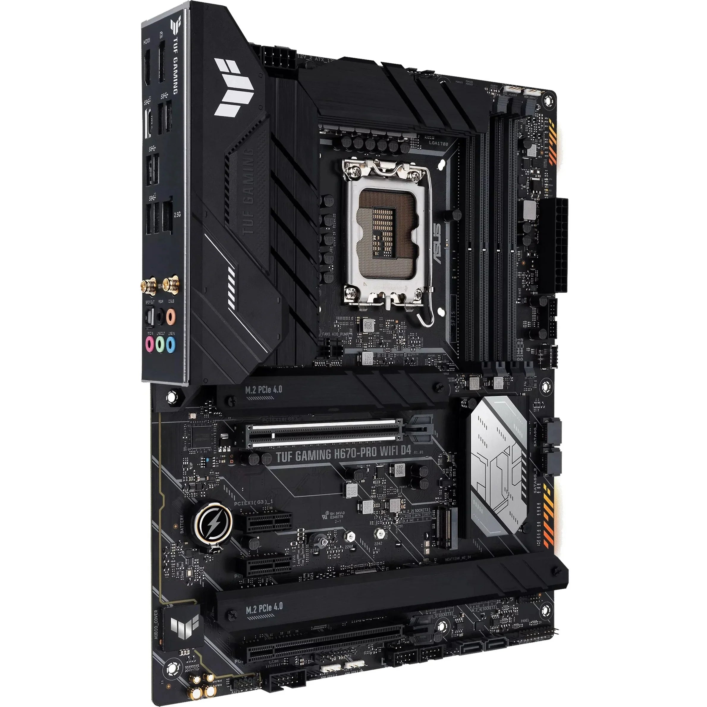 ASUS TUF GAMING H670-PRO WIFI D4 LGA 1700 (Intel 12th &13th Gen) ATX Gaming Motherboard (PCIe 5.0, DDR4, 14+1 DrMOS, 4xPCIe 4.0 M.2 Slots, WiFi 6, 2.5 Gb LAN, Front USB 3.2 Gen 1 Type-C)