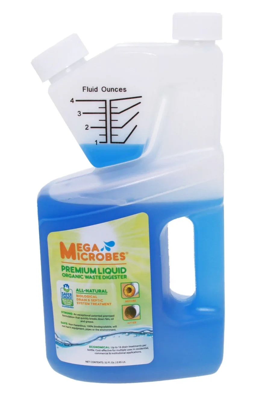 MegaMicrobes MML-5GL MML-32FL No-Mixing Liquid Drain, Septic, Trap and Pump Treatment, 32-Ounce Bottle