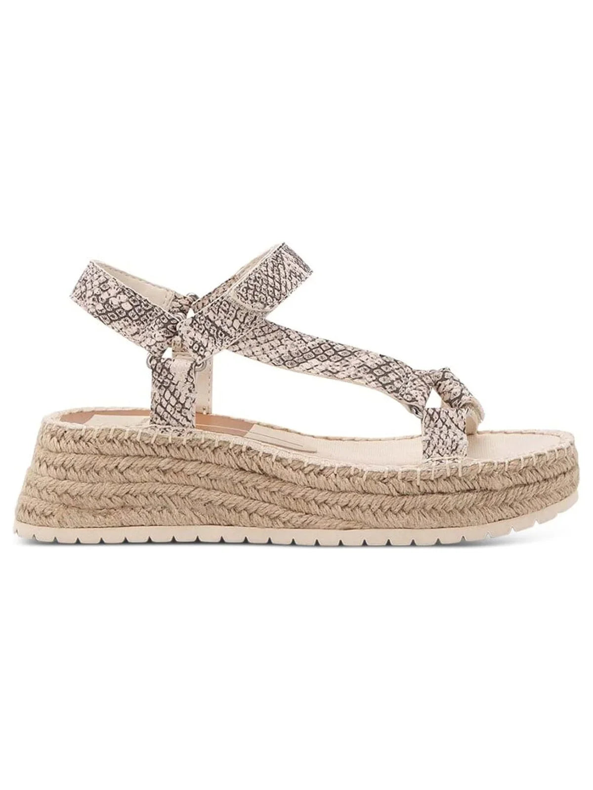 DOLCE VITA Womens Beige Snakeskin 1" Platform Stitch Detailing Ankle Strap Mano Round Toe Wedge Leather Espadrille Shoes 9.5