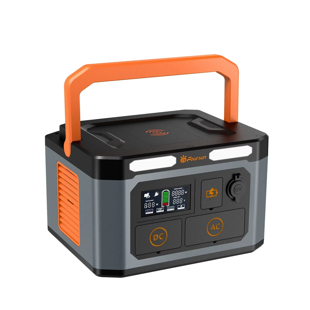 Foursun 1500W(3000W Peak) Portable  Station,1598.4Wh with 2 x 1500W AC Outlets ,Wireless charge,PD 65W,Solar Generator for Home Backup, Emergency, Camping