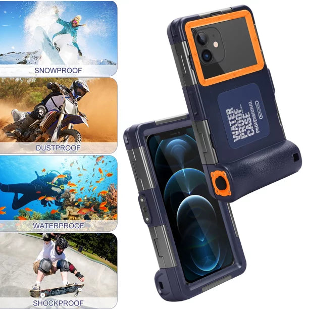 UrbanX Professional [15m/50ft] Swimming Diving Surfing Snorkeling Photo Video Waterproof Protective Case Underwater Housing for Samsung Galaxy C9 Pro And all Phones Up to 6.9 Inch LCD with Lanyard