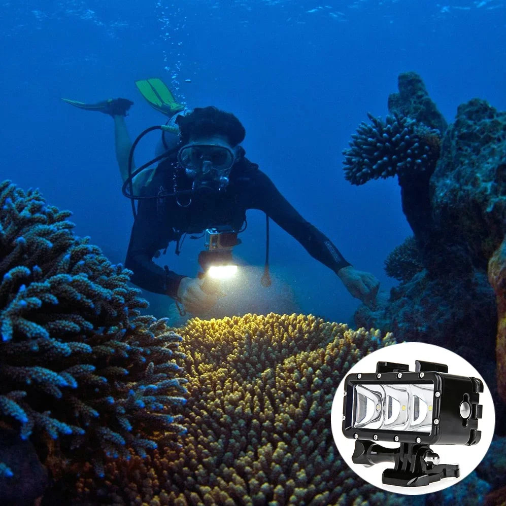 Opteka Goggles Scuba Diving Mask + Waterproof LED Flash Light for GoPro HERO4, HERO3, HERO2 Black, Silver, Session, SJ6000, SJ4000 and Similar Action Cameras