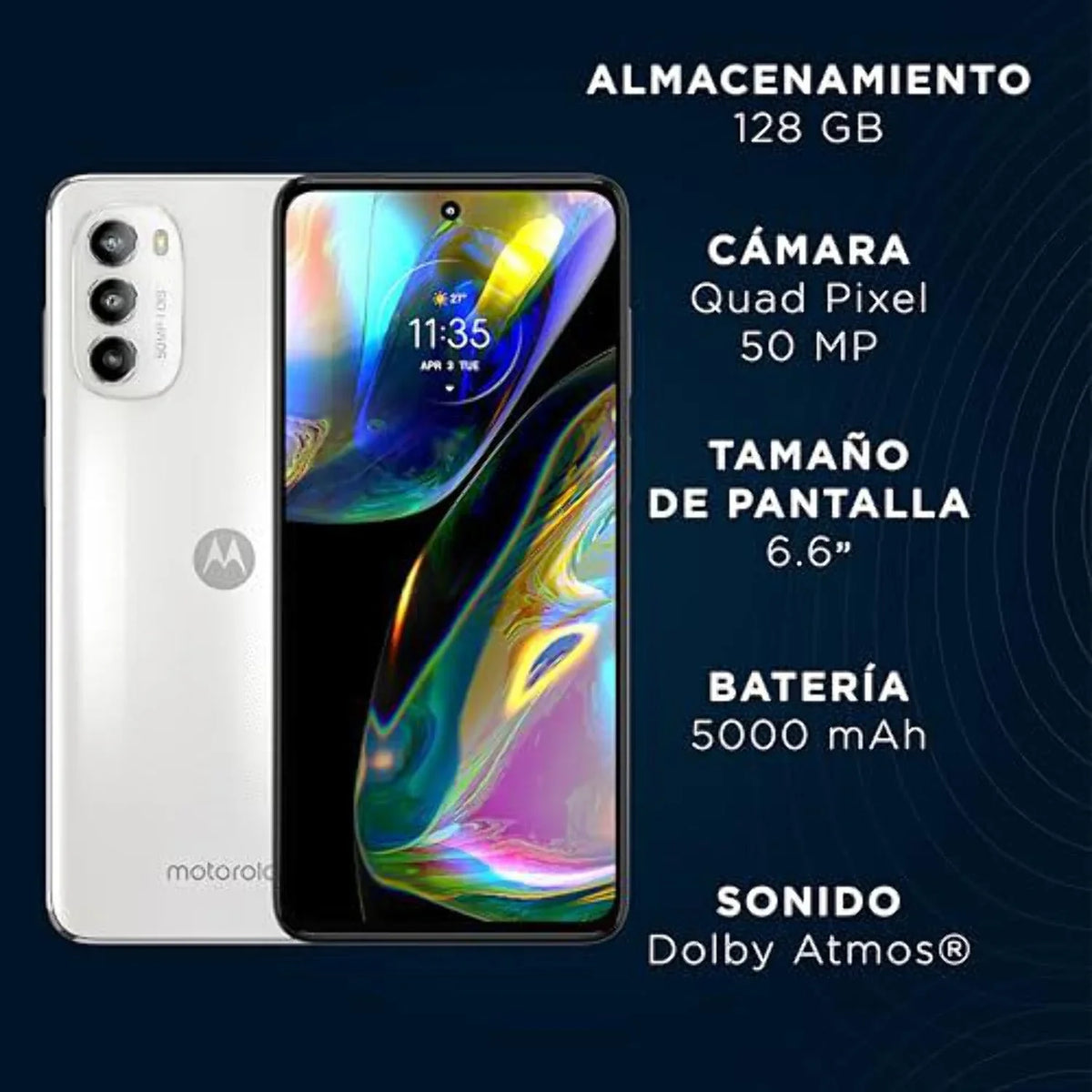 Motorola Moto G82 5G Single SIM | 6GB RAM + 128GB Internal Storage | Stereo Speakers W/Dolby Atmos | 50MP OIS Main Camera | 6.6" OLED 120Hz Display | GSM Only NO CDMA| International Version - (White)