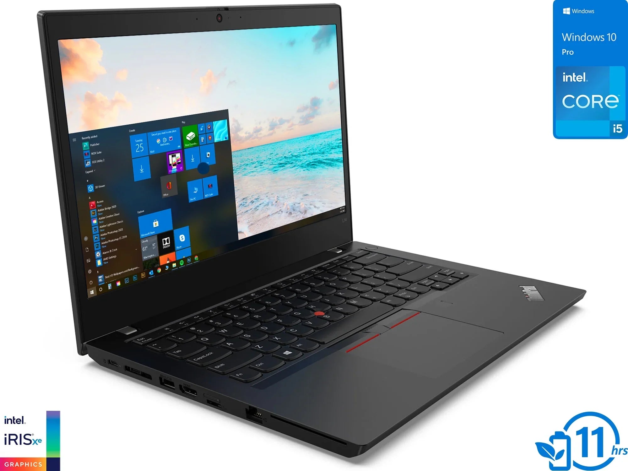 Lenovo ThinkPad L14 Gen 2 Laptop, 14" IPS FHD Display, Intel Core i5-1135G7 Upto 4.2GHz, 32GB RAM, 256GB NVMe SSD, HDMI, Thunderbolt , DisplayPort via USB-C, Wi-Fi, Bluetooth, Windows 10 Pro