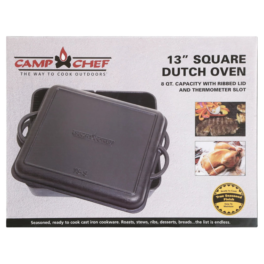 Camp Chef Cast Iron Dutch Oven 8 Quarts, 13" x 13" Square, DO13S