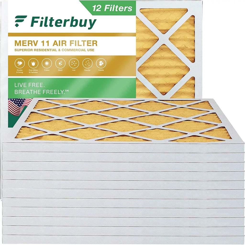 Filterbuy 20x20x1 MERV 11 Pleated HVAC AC Furnace Air Filters (12-Pack)