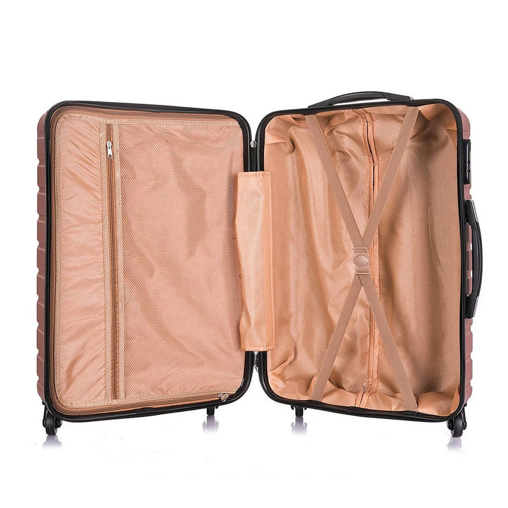 4 Piece Hardshell Luggage Sets,Travel Suitcase,Carry On Luggage with Spinner Wheels Free Cover&Hanger Inside rose gold