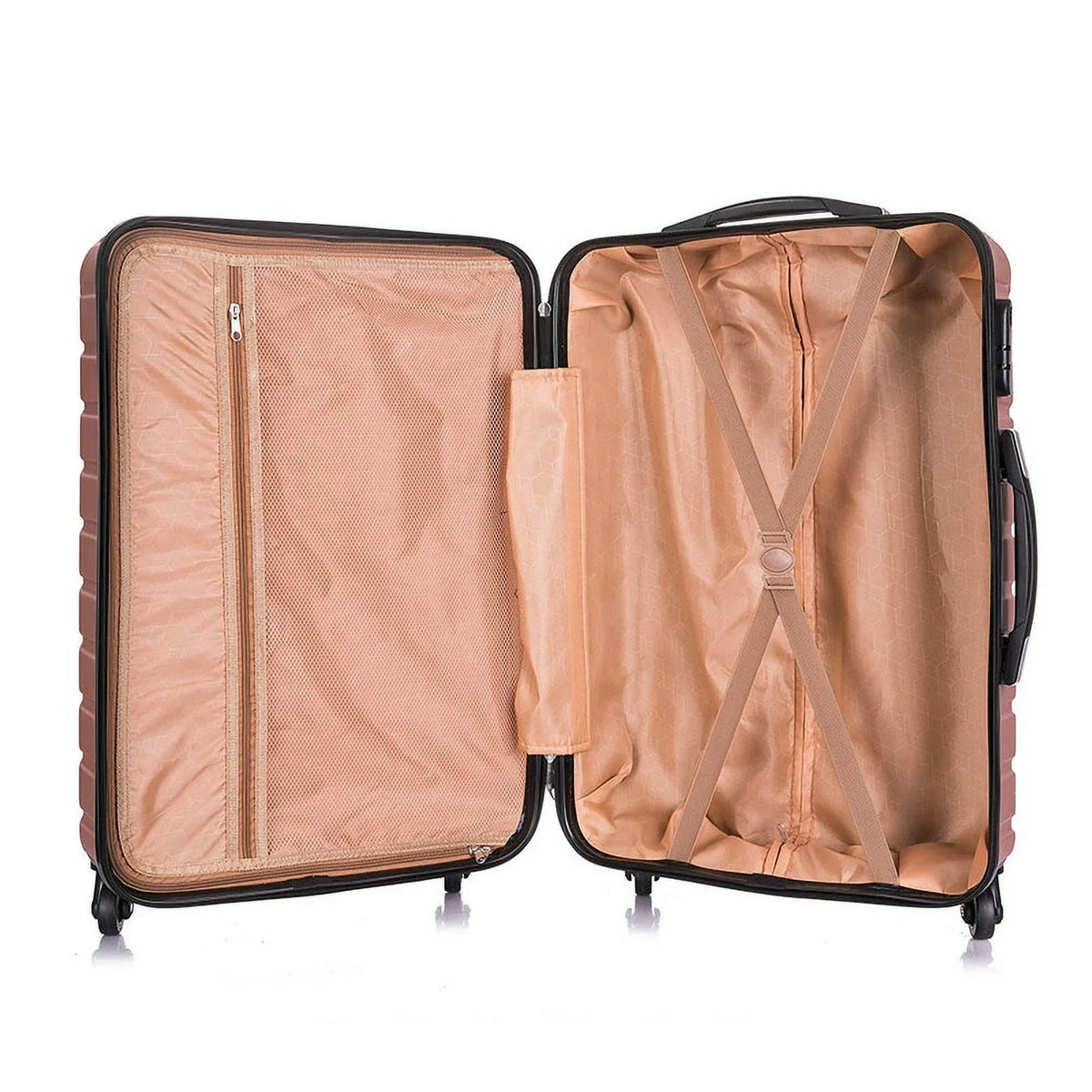 4 Piece Hardshell Luggage Sets,Travel Suitcase,Carry On Luggage with Spinner Wheels Free Cover&Hanger Inside rose gold