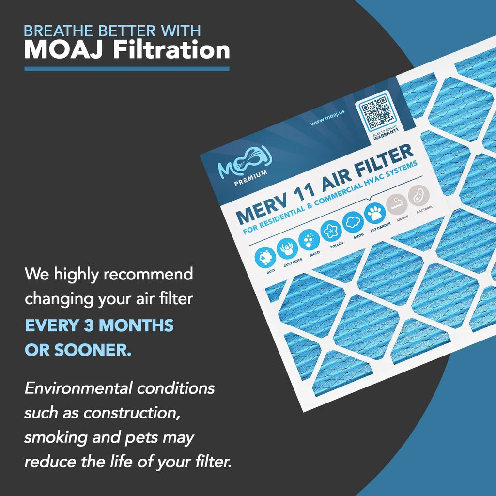 24x30x1 Air Filter (6-PACK) | MERV 11 | MOAJ Premium Allergen Defense | BASED IN USA | Pleated Replacement Air Filters for AC & Furnace Applications | Actual Dimensions: 23.70" x 29.70" x 0.75" (in.)