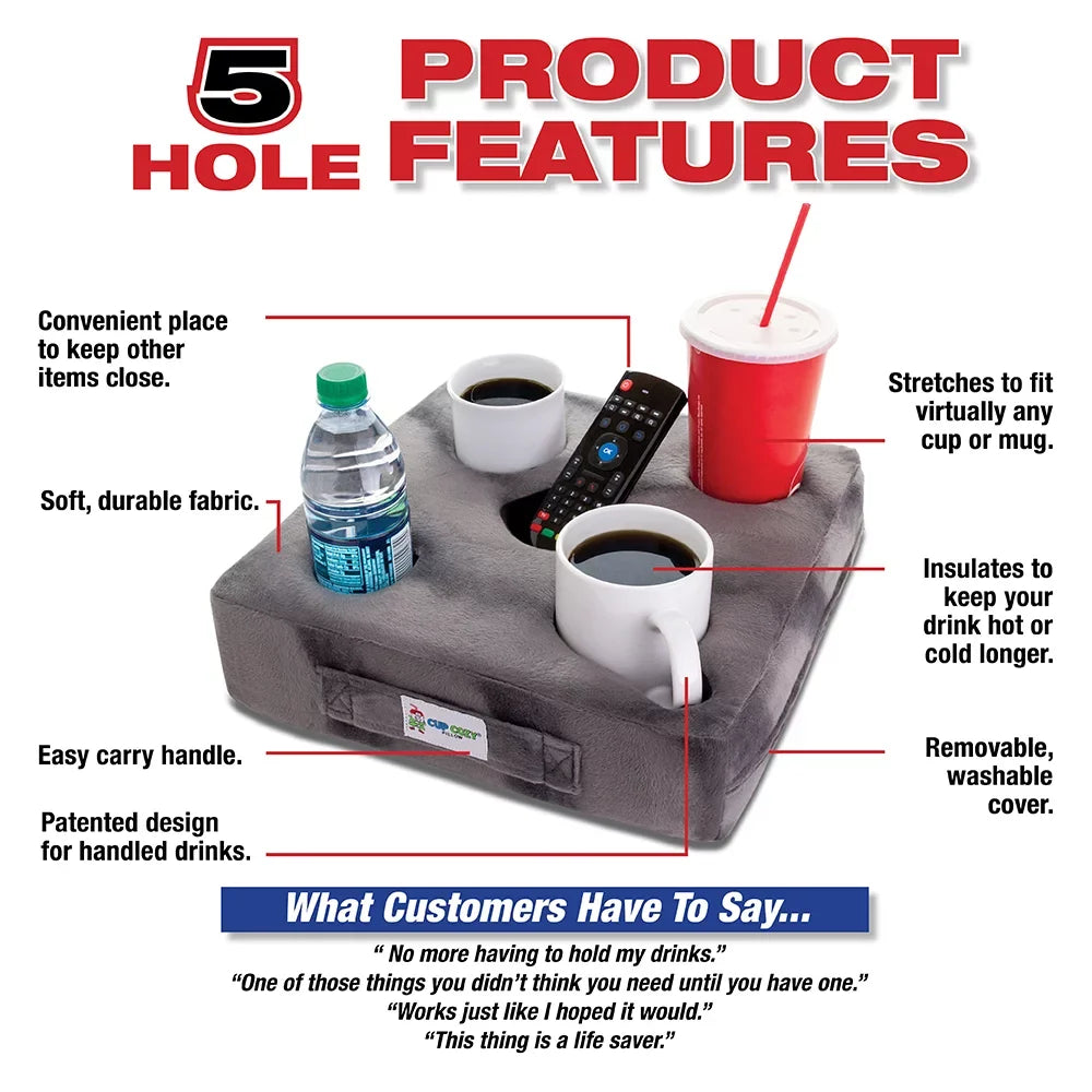 Cup Cozy Deluxe Pillow (Teal) As Seen on TV -The world's BEST cup holder! Keep your drinks close and prevent spills. Use it anywhere-Couch, floor, bed, man cave, car, RV, park, beach and more!