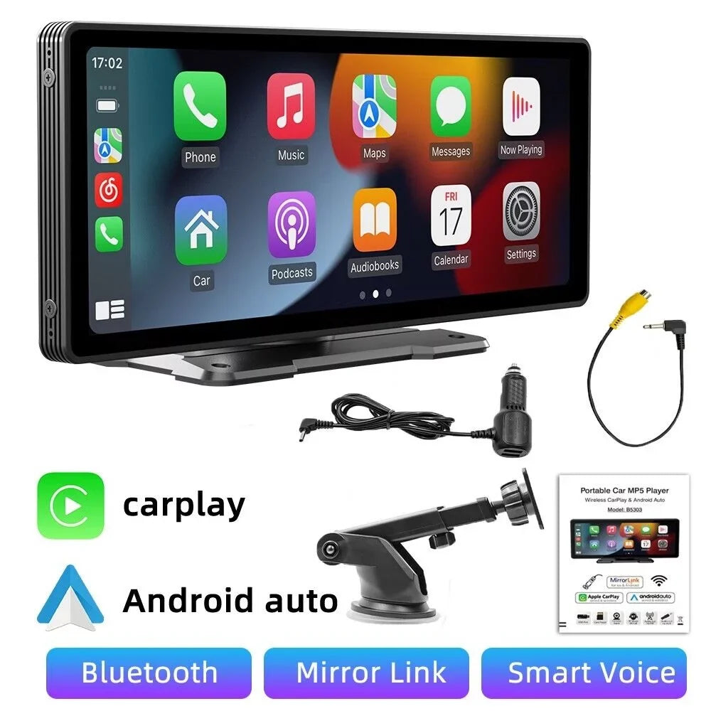 Portable Car Stereo Wireless Apple CarPlay & Android Auto, Car Radio 10.26" Touchscreen, Bluetooth5.0, Mirror Link, Maps Navigation, Voice Control,AUX Cable Vehicles
