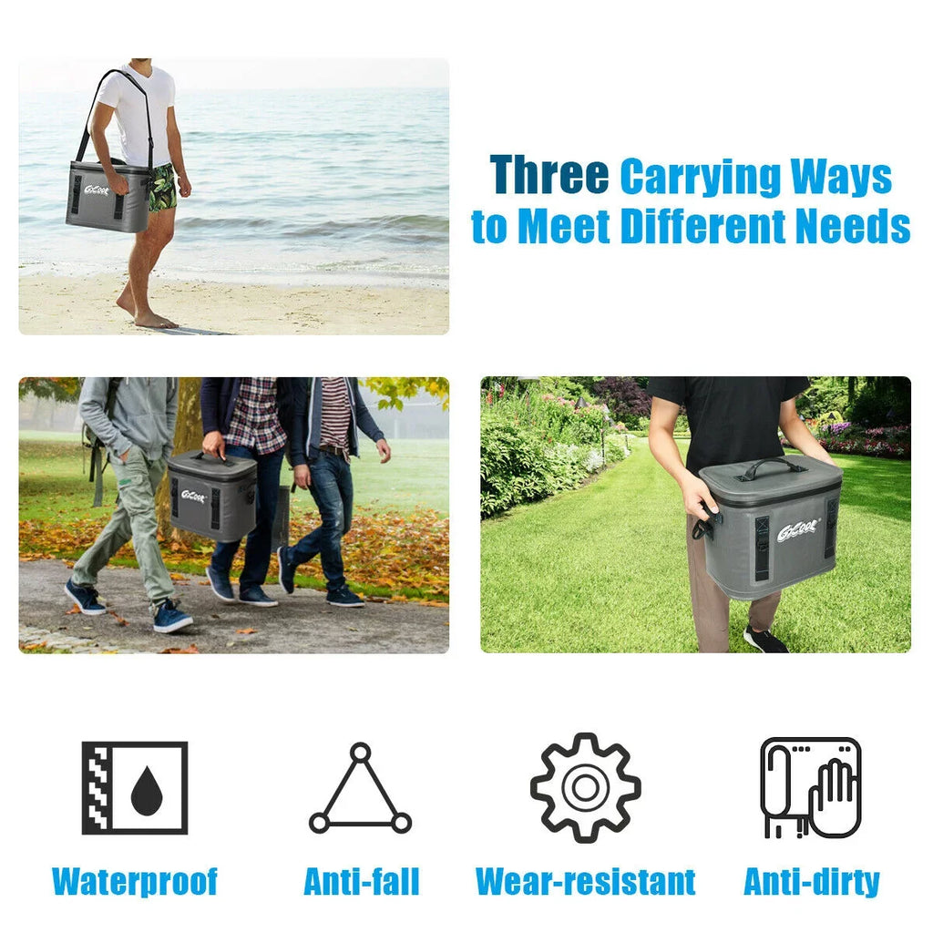 Gymax 30 Cans Soft Portable Cooler Bag Leak-Proof Insulated Water-Resistant For Picnic