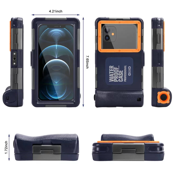 UrbanX Professional [15m/50ft] Swimming Diving Surfing Snorkeling Photo Video Waterproof Protective Case Underwater Housing for Play 20 And all Phones Up to 6.9 Inch LCD with Lanyard