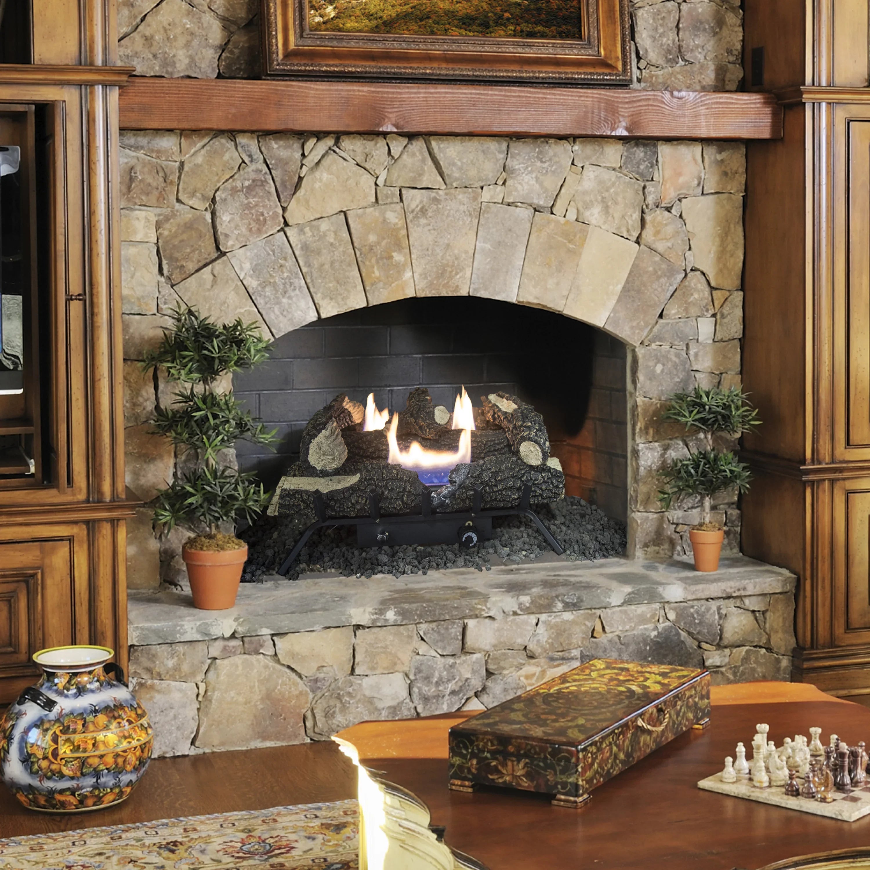 Pleasant Hearth Wildwood 24" Dual Fuel Vent Free Gas Log Set 30,000 BTU