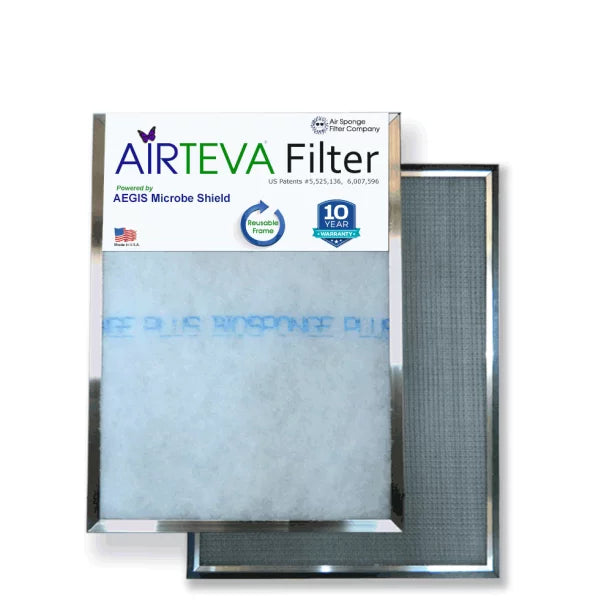 Airteva AC, Furnace Filter With (1) Biosponge Plus Replacement Pad 17 x 21 x 1) Actual Size: 17 x 21 x 3/4"
