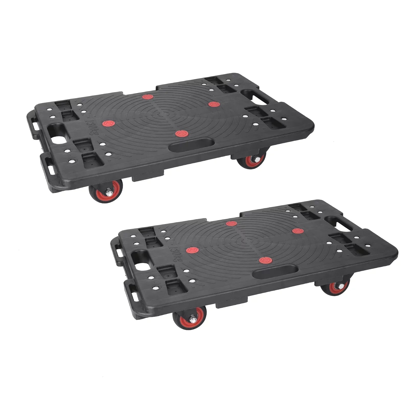 Homhougo—2PCS Portable Folding Hand Truck 330 Lbs Capacity 4 Rotate Wheels Transport Trolley Luggage Cart for Home Office Travel Black 2pcs